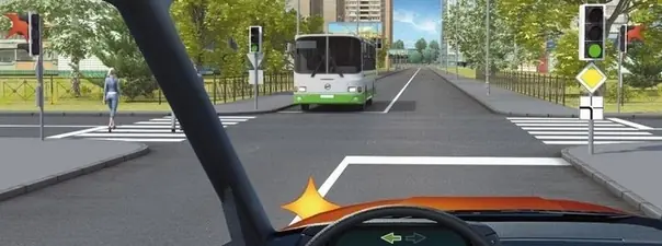Билет 2, вопрос 13: Вы намерены повернуть налево. Кому Вы должны уступить дорогу?